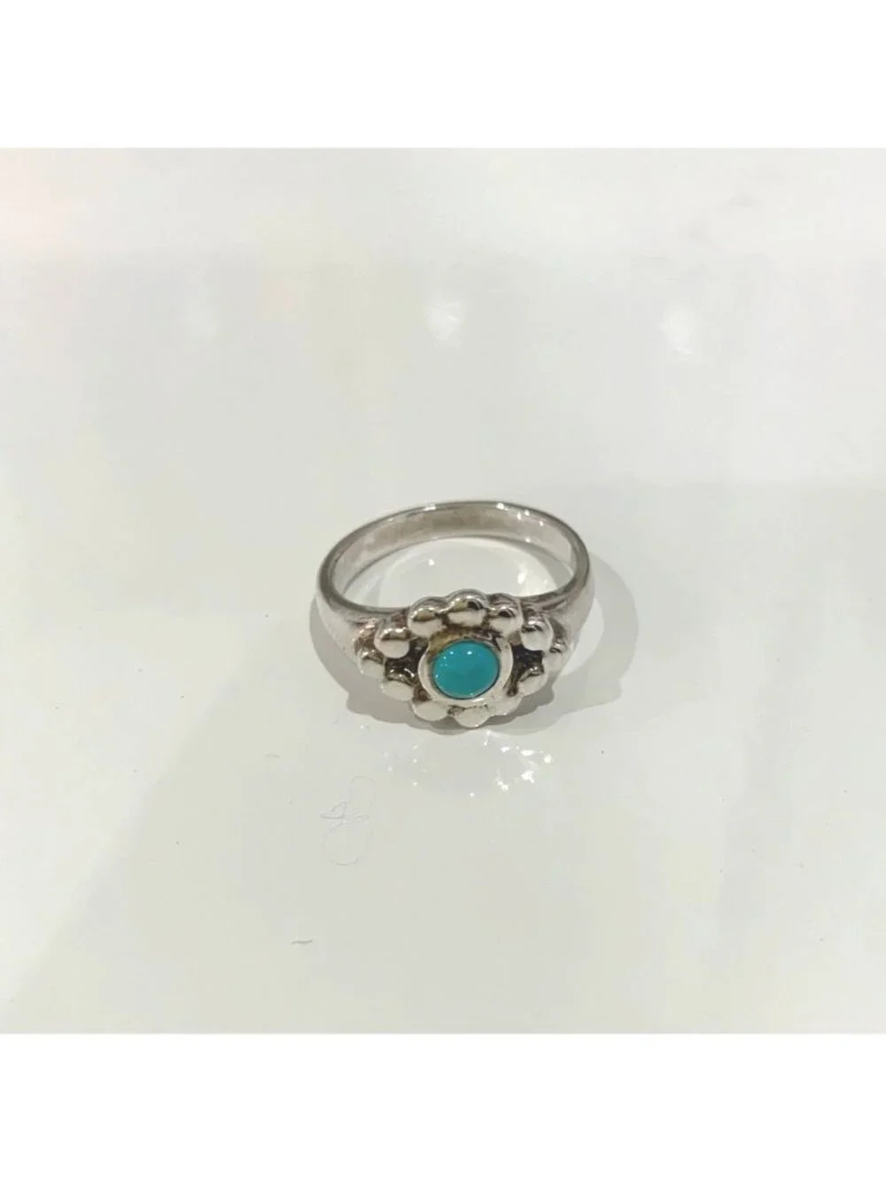 Scosha Sterling Silver & Turquoise Evil Eye Pinky Ring Size 4